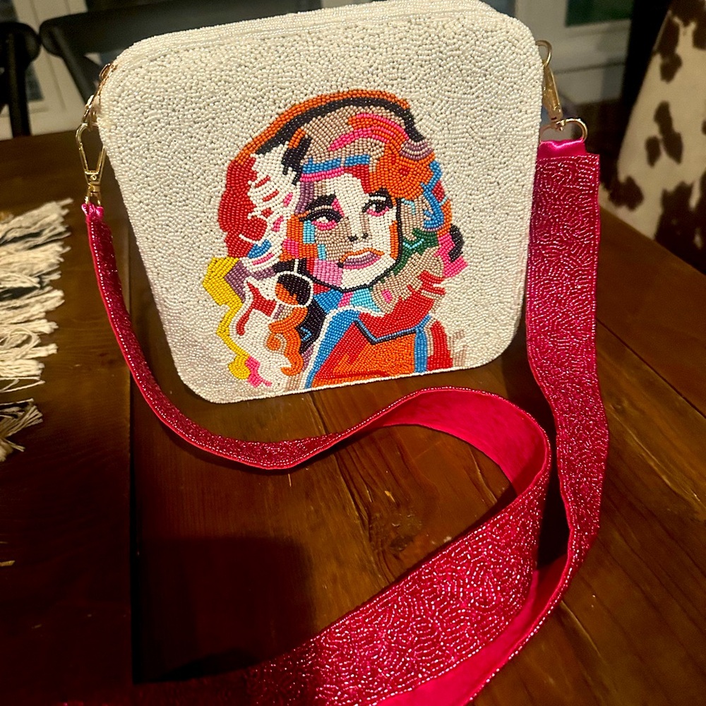 Dolly Parton sequin crossbody. New in packaging.